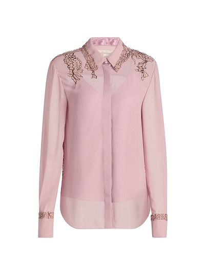 Jason Wu Collection Women's Lace-Detailed Crepe Chiffon Shirt