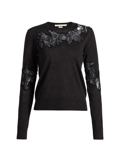 Jason Wu Collection Women's Lace Wool Crewneck Sweater