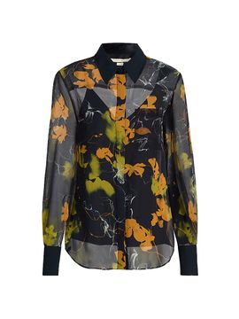 Jason Wu Collection Women's Shadow Floral Crepe Chiffon Shirt