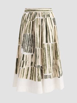 Jason Wu Collection Women's Stripe Collage Stretch-Cotton Midi Skirt