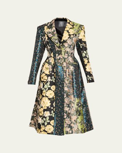 Jason Wu Patchwork Floral Jacquard A-Line Long Jacket