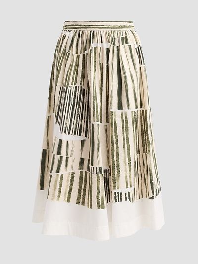 Jason Wu Women's Stripe Collage Stretch-Cotton Midi Skirt