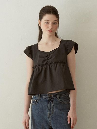 J`ASP Blossom Ribbon Crop Top (Black)