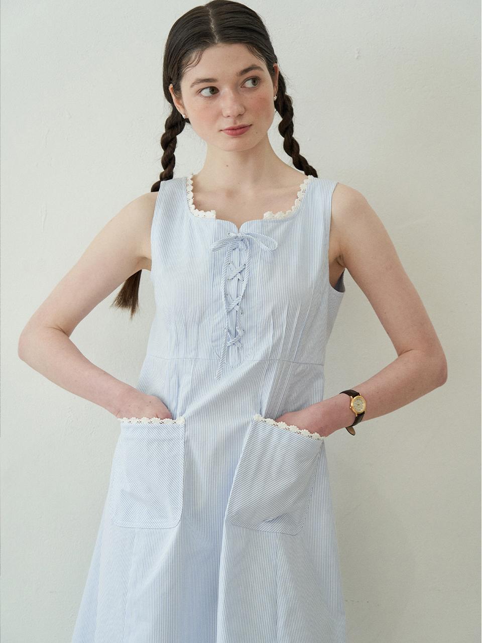 J`ASP Holiday Stripe Dress (Skyblue)