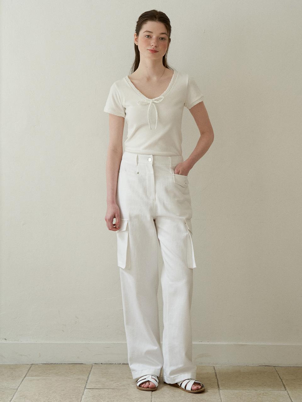 J`ASP Letter Pocket Cargo Pants (White)