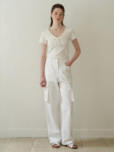 J`ASP Letter Pocket Cargo Pants (White)
