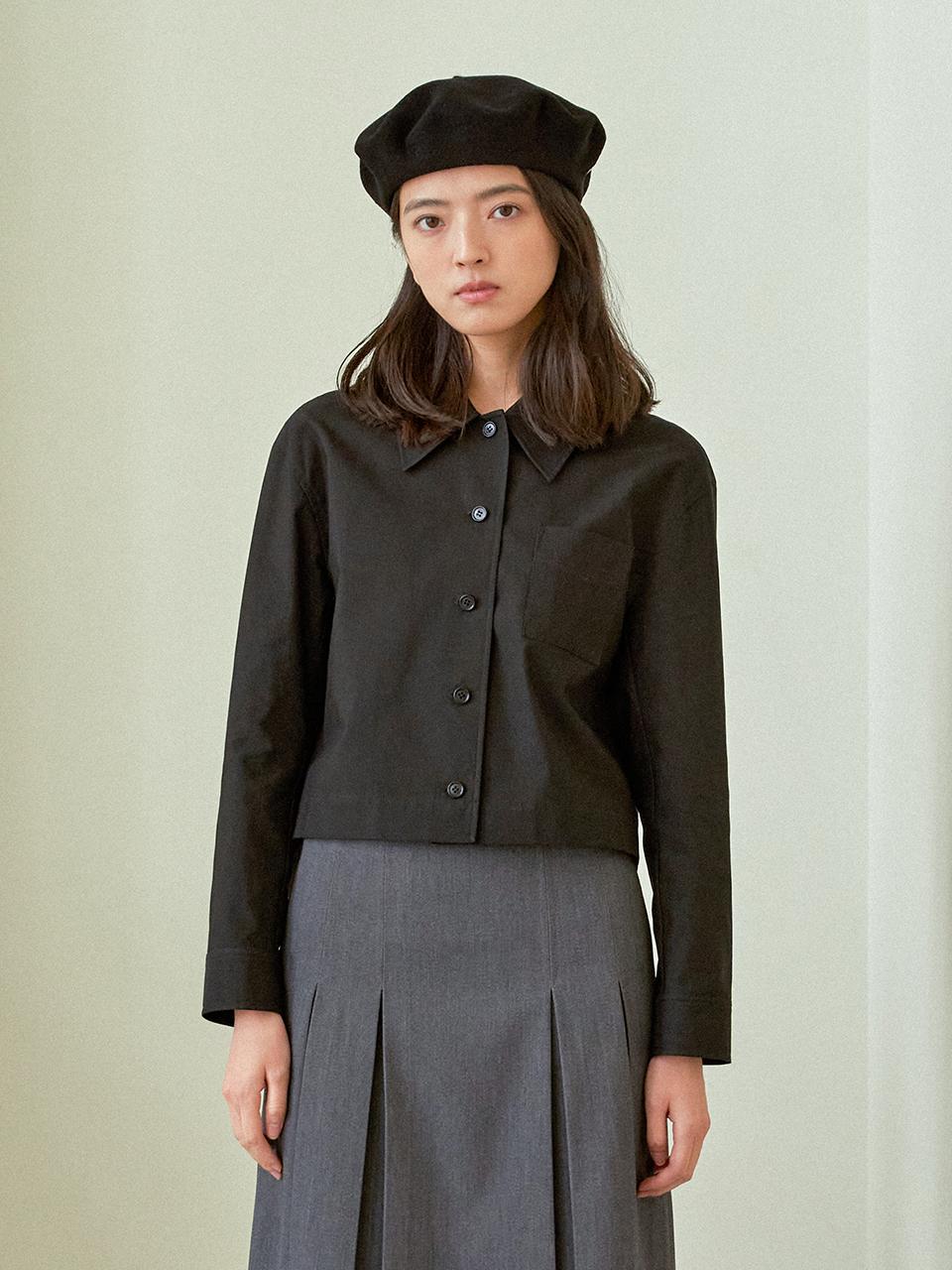 J`ASP Letter Pocket Crop Shirt (Black)