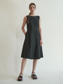 J`ASP Linen twill one-tuck dress (Black)