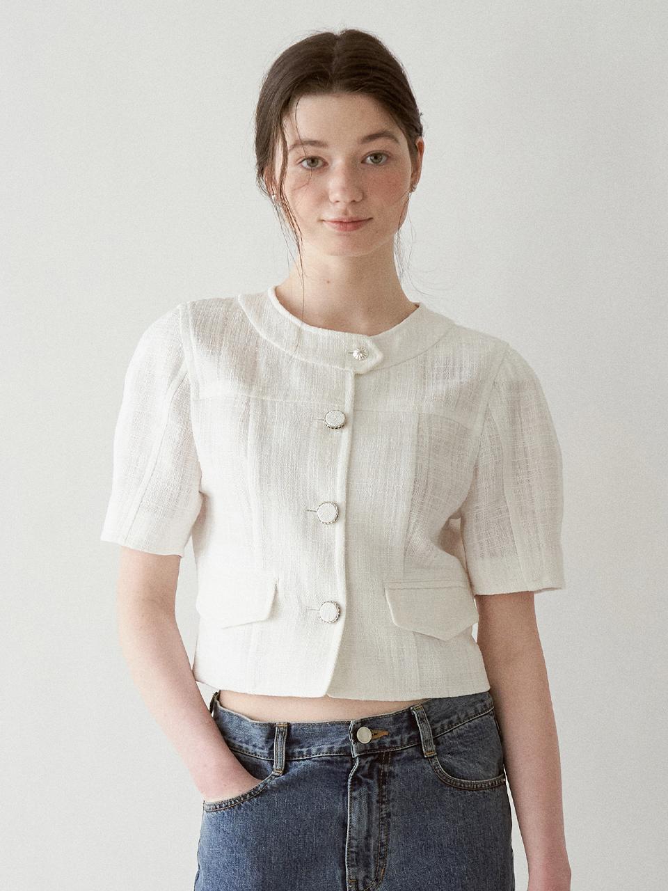 J`ASP Voyage Summer Tweed Jacket (White)