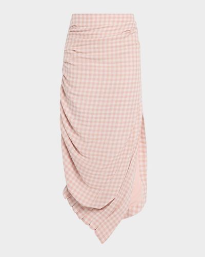 JBQ Novie Draped Plaid Midi Skirt