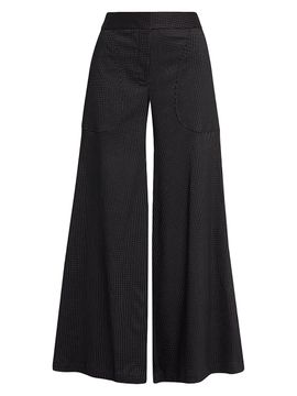 JBQ Women's Oslo Checkered Wide-Leg Pants