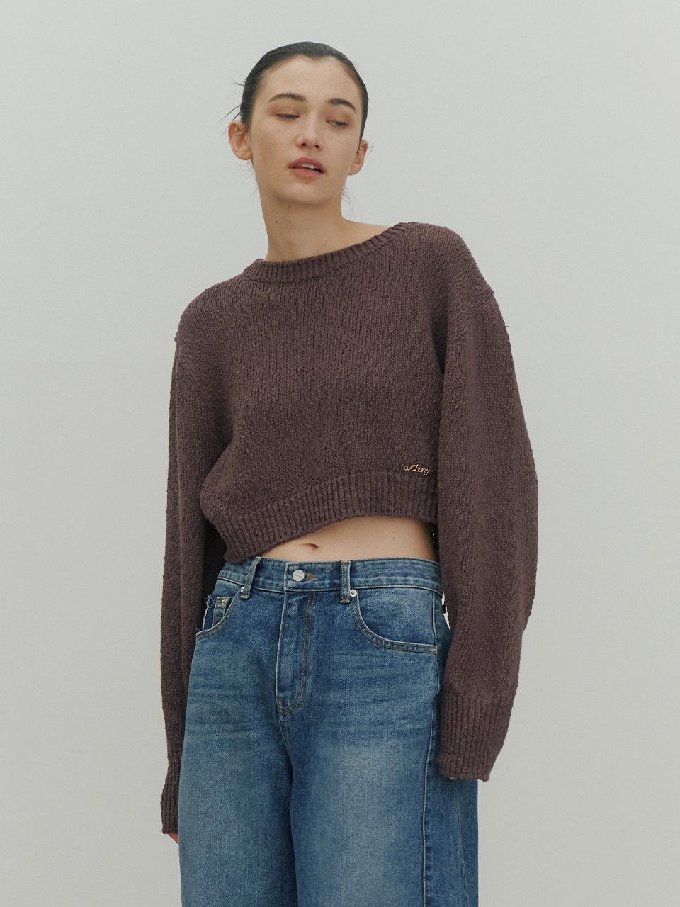 J.Chung Coa Cropped Knit Sweater [Brown]
