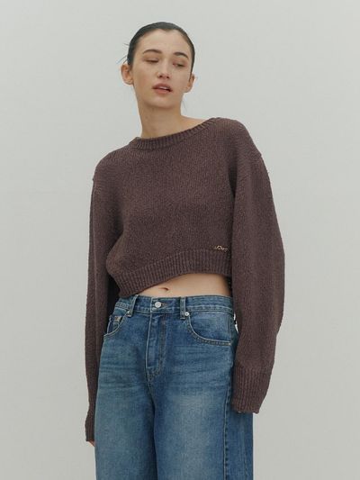 J.Chung Coa Cropped Knit Sweater [Brown]