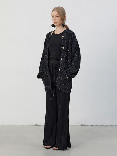 J.Chung Jenny Cardi-tweed Cardigan [Film Black]