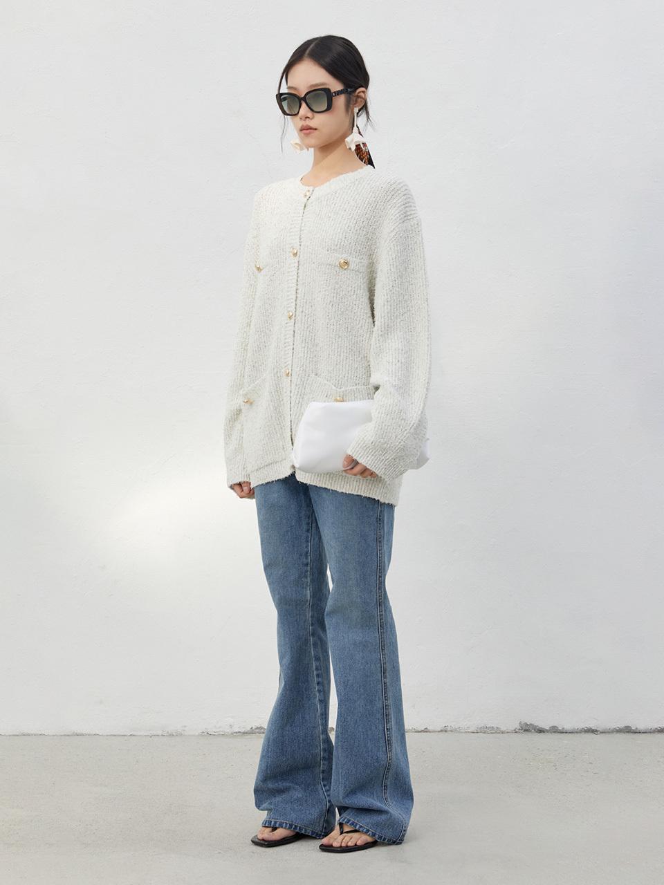 J.Chung Jenny Cardi-tweed Cardigan [Salt White]