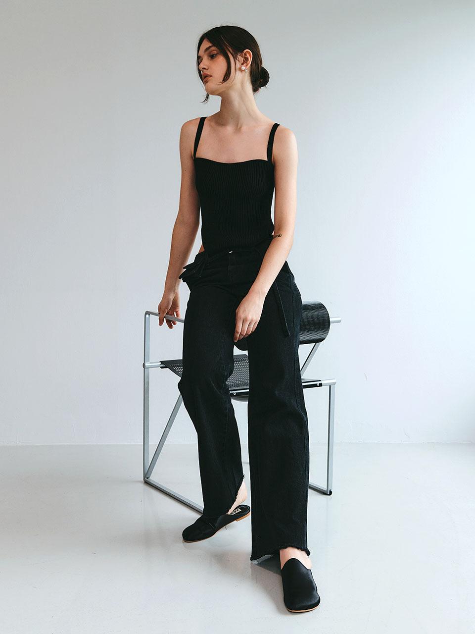J.Chung Laika Bootcut Denim Trouser_Black