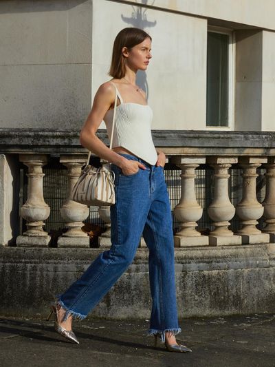 J.Chung Pello Fringe Denim Trouser_Blue