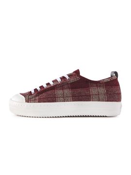 j.daul Superb Original Checkered Sneakers - Burgundy