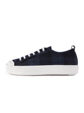 j.daul Superb Original Checkered Sneakers - Navy