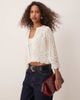 JDY JDY 3/4 sleeve crop broderie cardigan in cream-Neutral - 1
