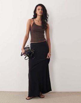 JDY JDY a-line satin maxi skirt in black
