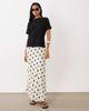 JDY JDY a-line satin maxi skirt in cream polka dots-White - 3