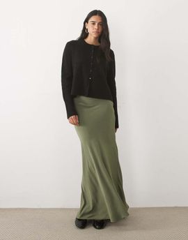 JDY JDY a-line satin maxi skirt in green