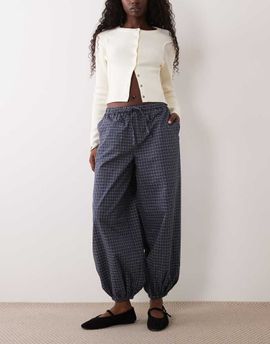 JDY JDY balloon pants in navy check