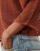 JDY JDY boat neck crochet top in burgundy-Red - 3