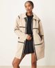 JDY JDY borg contrast piping coat in cream-White - 1