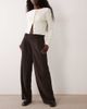 JDY JDY button detail wide leg corduroy pants in dark brown - 1