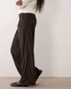 JDY JDY button detail wide leg corduroy pants in dark brown - 2