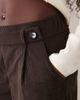 JDY JDY button detail wide leg corduroy pants in dark brown - 3