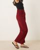 JDY JDY button detail wide leg dad pants in burgundy-Red - 2