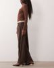 JDY JDY button detail wide leg pants in chocolate brown - 2