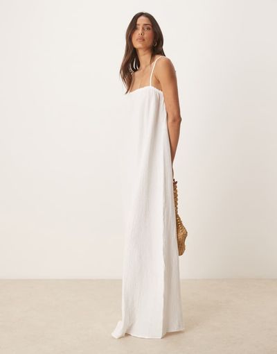 JDY JDY cheesecloth sleeveless maxi dress in white