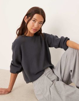 JDY JDY clean crew neck sweater in charcoal-Gray