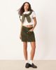 JDY JDY corduroy button up mini skirt in khaki green - 1