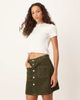 JDY JDY corduroy button up mini skirt in khaki green - 2