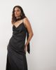 JDY JDY cowl neck satin maxi dress with open back and scarf in charcoal-Black - 2