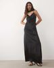 JDY JDY cowl neck satin maxi dress with open back and scarf in charcoal-Black - 4