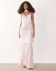 JDY JDY cowl neck satin maxi dress with open back and scarf in light pink - 1