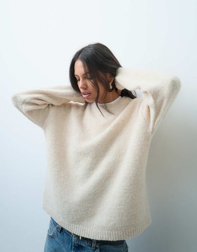 Jdy Drop Shoulder Knitted Sweater In Beige-Neutral