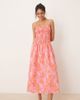 JDY JDY drop waist shirred midaxi dress in pink & orange print - 1