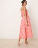JDY JDY drop waist shirred midaxi dress in pink & orange print - 3