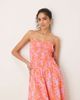 JDY JDY drop waist shirred midaxi dress in pink & orange print - 4