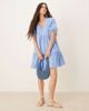 JDY JDY embroidery detail tiered mini dress in blue - 4