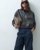 JDY JDY faux leather bomber jacket in dark brown - 1
