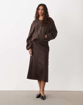 JDY JDY faux suede midi skirt in brown