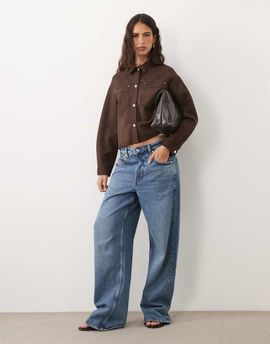 JDY JDY faux suede overshirt in chocolate brown